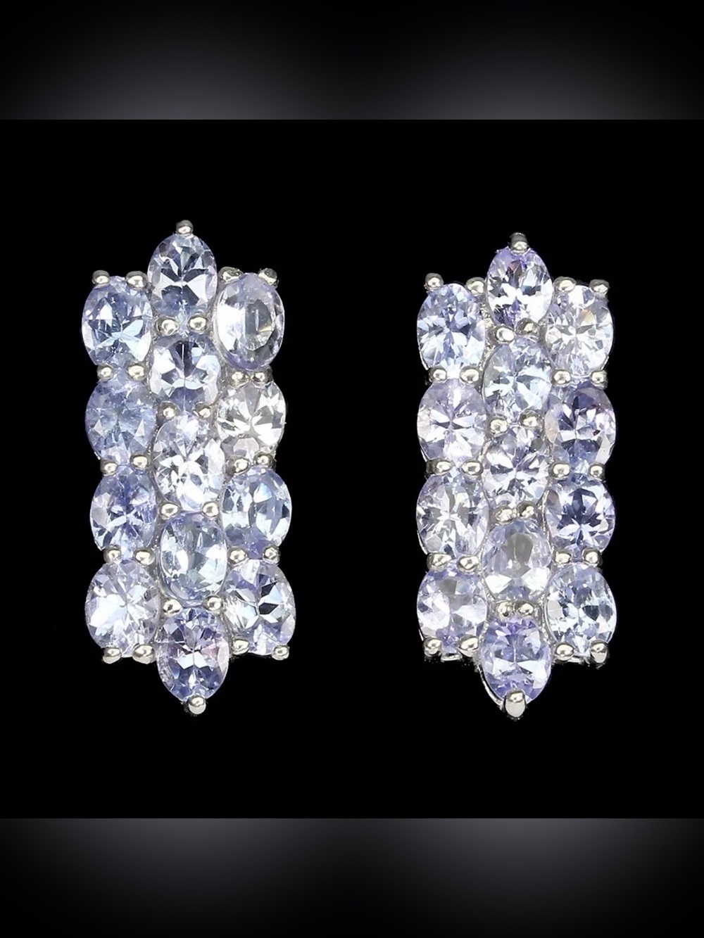 Stunning Natural Blue Violet Tanzanite Latch Back Earrings 925 Sterling Silver